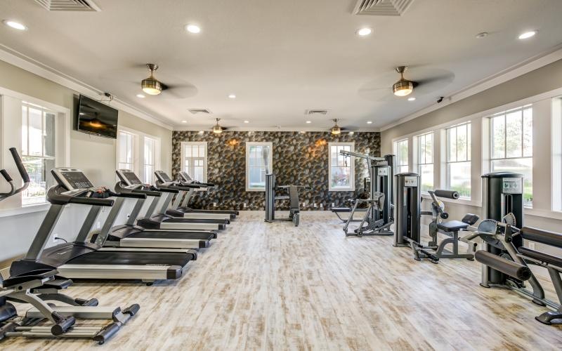 a room with exercise equipment